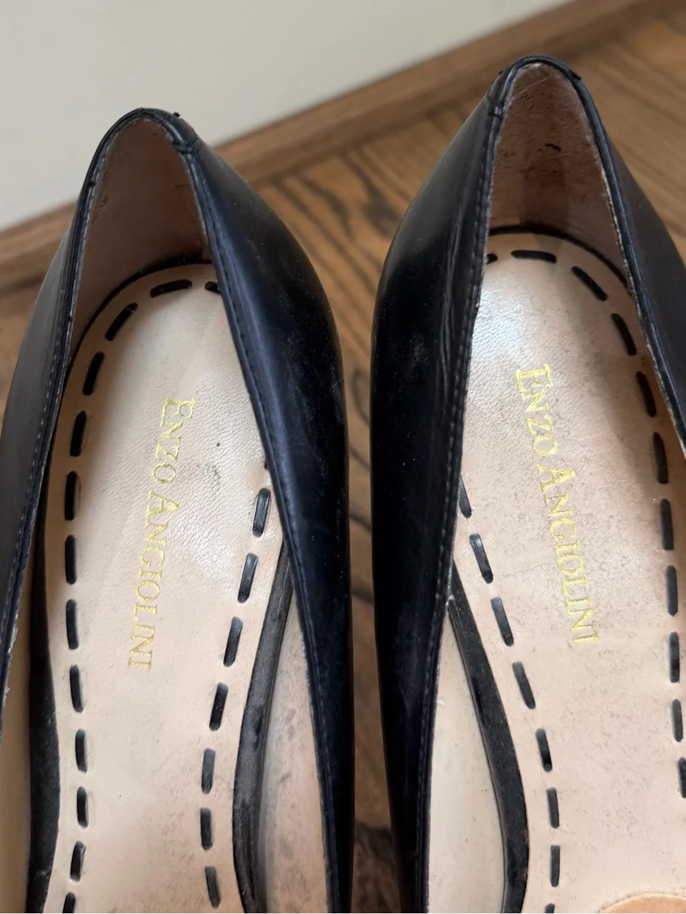 Vintage Enzo Angiolini Black Patent Platform Stiletto Heels Size 10